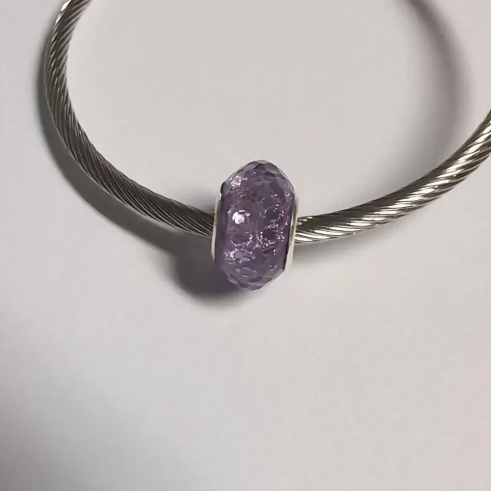 Purple Sparkly Charm‎ for Pandora Style Bracelet